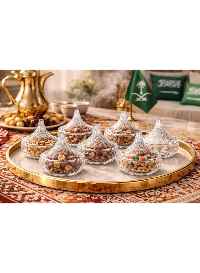Alhomaidhi Mini Clear Glass Date Set (8 x 8 cm) - 6 Pieces | Elegant Design for Hosting and Desserts - Image 4